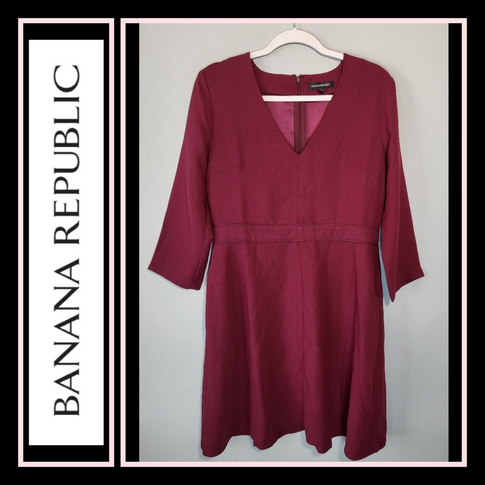 NWOT BANANA REPUBLIC Size 8 Shift Dress 3/4 Sleeves Pockets